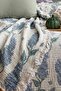 4 Layer 100% Cotton Muslin Double Bedspread & Throw – Lilac Pattern - 4