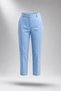 Size 40 blue women's suit set – button-down blazer, high-waisted zip-up skirt, and fabric pant combination - 3