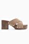Jamela Beige Cross-Strapped Heeled Women's Slippers - 2