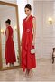 Belted Double-Breasted Jacket Collar Evening Dress Graduation Gown - 5