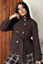 Women's Stand Collar Trench Coat - Belted Double-Breasted Buttoned Trench - 2
