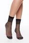 Women's Black Ruffle Elastic Striped Tulle Socks - Transparent Thin Socks