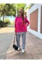 Women's Pink Hooded Hem Detail Trim Reverse Stitching Double Suit - 6