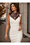 Women's Black Ethnic Patterned Tassel Collar Scarf Flr5000