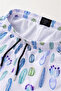 Swim Shorts with Cactus Pattern, Pockets, Lace-Up, Mesh Lining, Quick Drying - White - 3