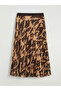 Original Elastic Waist Patterned Chiffon Pleated Skirt - 5