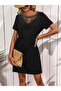 Women's Short Sleeve Lace Collar Short Viscose Dress - 2