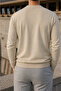 Men's Winter Crew Neck Slim Fit Cream Basic Sweater - 3
