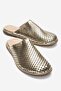 Melara Gold Genuine Leather Perforated Closed-Front Women's Slippers