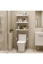 3-Level Bathroom Storage Rack Over Toilet, Large Capacity Freestanding Organizer Shelf with 3 Hooks, Space Saving Toilet Storage Cabinet Alternative for Bathroom Laundry Room