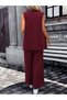 Women's Sleeveless Open Front Collared Pocketed Janjan Crepe Vest and Trousers Two-Piece Set - 3