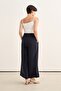 Women's Modal Pleated Culotte Trousers Navy Blue - 4