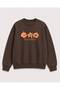 Orange Flowers Printed 2 Thread Threaded Crew Neck Sweatshirt
