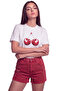 Women's Cherry Cherry Printed Relaxed Fit T-Shirt White