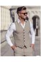 Men's Slim Fit Shirt, Pants, Vest Set, 3-Piece Classic Beige Groom Suit, Wedding, Engagement, Office Combination