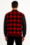 Lumberjack College Jacket with Faux Leather Sleeves and Lining - Claret Red - 2