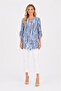 Women's Blue and White Striped Relaxed Tunic Blouse