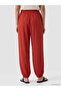 Red Elastic Waist Women's Jogger Pants - 4