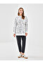 White Crew Neck Patterned Women's Sweatshirt Tunic - 2
