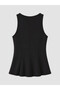 Black Crew Neck Peplum Blouse - 2