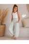 Girl's Striped Glitter Detailed Balloon Pants with Elastic Cuffs and Pockets, Comfortable Cut - 2