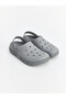 Gray Men's Slippers with Embossed Text and Movable Tape