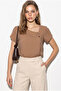 Women's Tan Button Detailed Short Sleeve Comfortable Fit Blouse 60286443 - 4