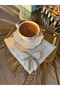 1 Piece of White Pearl and Stone Bow Embellished Coffee Side Presentation Napkin