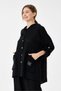 Women's Black Italian 100% Linen Hooded Foldable Long Sleeve Shirt Jacket 40 - 46 Size - 2