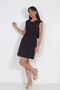 Women's Ribbed Detailed Self-Tie Short Crepe Dress