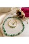 Natural Aventurine Stone 3-Piece Women's Jewelry Set – Necklace, 3-Stone Bracelet and Adjustable Ring - 4