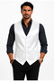 Men's V-Neck Vest White Satin Suit Suitable for Grooms 50310