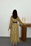 Women's Green Chiffon Floral Print Ruffle Long Sleeve Flared Maxi Dress - 5