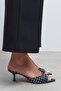Promise Black Polka Dot Patterned Pointed Toe Women's Thin Heeled Slippers - 7