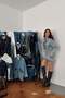 Women's Blue Jacket-Skirt Set Jeans Jacket Skirt Set Shiny Detailed Shirt Collar Mini Denim Set - 2