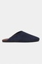 Liam Navy Blue Suede Leather Flat Sole Closed Women's Slippers - 5