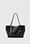 Miura Charm Detailed Knitted Shoulder Bag Black - 2