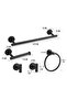 This black bathroom accessory set includes a 40cm towel bar, towel rings, a paper towel holder, and two towel hooks. - 2