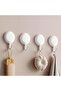 Four self-adhesive hooks, no drilling required, wall-mounted, suitable for kitchens, bathrooms, offices, and home storage. White.