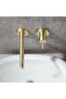 Solid brass gold-plated basin faucet, wall-mounted bathroom faucet, brushed brass rotating spout basin faucet - - 4