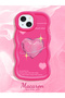 iPhone 13/14 Compatible Silicone Phone Case with Sweet Pink Heart Motifs, Available in Three Colors