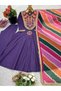 Purple Cotton Gown Bottom & Dupatta - HRT4396 | Purple-Size:2XL-44-Inches - 6