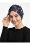 Botanical Patterned Crossed and Band Detailed Lined Ready-To-Wear Turban Hijab Pool Cap - 2