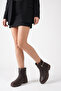 S200 Women's Brown Gold Buckle Zippered Comfortable Sole Ankle Boots - 4