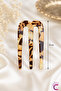 French Style Leopard Pattern Scalloped U Bun Hairpin 8cm - New Season Bone Stick Hairpin - 4