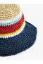 Colorful Knitted Detailed Straw Bucket Hat - 4