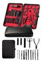 Ilkestor Black Stainless Steel 17 Piece Manicure (05803) Pedicure Set with Leather Case