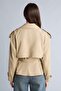 Water Repellent Regular Fit Smoking Collar Double Breasted Belted Twill Short Trench Coat H1615Ax26Au - 6