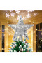 (ec5 Silver)Christmas Tree Topper Light with White Snowflake Projector,Rotating 3D Star Xmas Tree Projector Lamp Snowfall LED Lights,Glittering Snowfall Effect Projector for Christmas Tree Decorations - 6