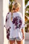 Italian White Pool Collar Short Sleeve Floral Pocket Casual Linen Look Oversize Woven Blouse 77 90 - 8